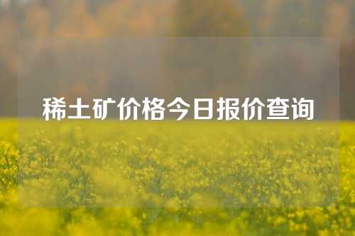 稀土矿价格今日报价查询